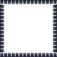 Square frame of cute domestic animals. Black cat illustration with empty space for your text vector