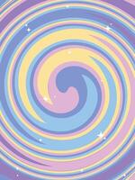 Retro style wallpaper in bright colors, spiral shape, abstract background, stars vector