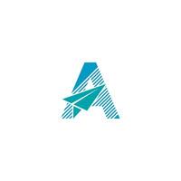 Creative letter A with combination flight paper logo design vector