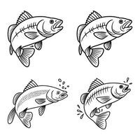 Set of outline editable fish graphic vector