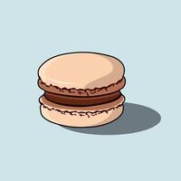 A Sweet Vanilla Macaron Or Macaroon Soft Glossy Finish Chocolate Cream Filling Illustration vector