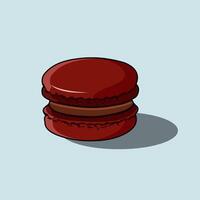 A Sweet Chocolate Brown Macaron Or Macaroon Soft Glossy Finish Chocolate Cream Filling Illustration vector