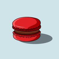 A Sweet Red Strawberry Macaron Or Macaroon Soft Glossy Finish Chocolate Cream Filling Illustration vector