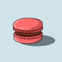 A Sweet Pastel Red Macaron Or Macaroon Soft Glossy Finish Chocolate Cream Filling Illustration vector