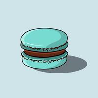 A Sweet Blue Macaron Or Macaroon Soft Glossy Finish Chocolate Cream Filling Illustration vector