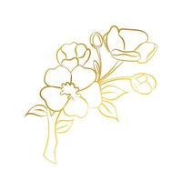 Sakura. Cherry tree branch in gold gradient. vector
