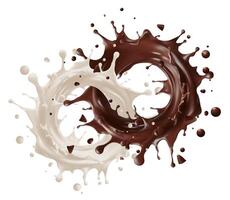 milk mixed with chocolate milk splash on white background Ready to use for your design, presentation, promo, ad. Mesh gradient wes used vector