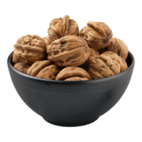A bowl full of walnuts on transparent background png