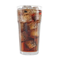 Chilled glass of cola with ice cubes png