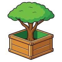 Bonsai tree illustration with leaves and branches in a natural image vector