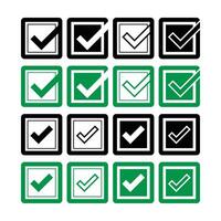 check box icon with correct, accept checkmark icons green tick box, check list circle frame - checkbox symbol sign. check mark box square frame vector