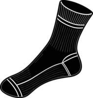 Black sock, graphic design, monochrome, side view, ribbed texture, athletic wear, high contrast, white outline, simplified illustration, art, stylized, minimalist vector