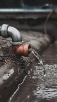 Water pipe with water flowing out of it photo