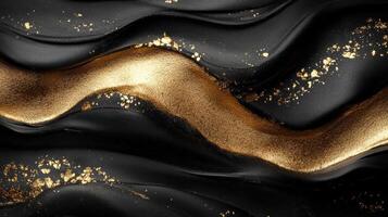 Abstract gold and black waves, luxury texture background, design element photo