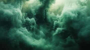 Dark green swirling smoke clouds, atmospheric background photo