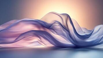 Flowing translucent fabric, sunrise backdrop, elegant design, website banner photo