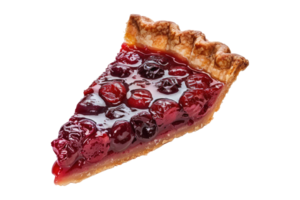 A slice of pie with cranberries on transparent background png