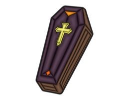 A coffin with a cross on it png