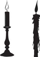 Large Candle light Set black silhouette vector