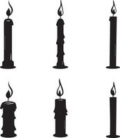 A simple candle light set isolated black and white vector