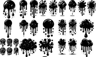 A set of Bulk Abstract Liquid Splatter Silhouette Art vector