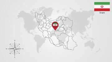 Iran flag icon design with map outline vector