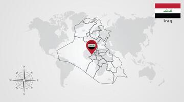 Iraq flag icon design with map outline vector