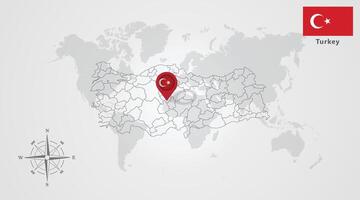 Turkey flag icon design with map outline vector