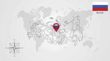 Russia flag icon design with map outline vector