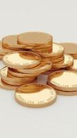 Isolation of us dollar golden coins stacking on white background for investment and deposit saving concept by 3d render photo