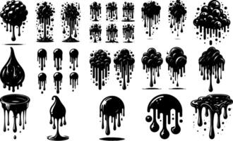 A set of Bulk Dynamic Dripping Liquid Splats Collection vector
