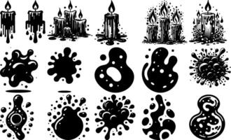 A set of Bulk Abstract Liquid Splatter Shapes Silhouette Collection vector