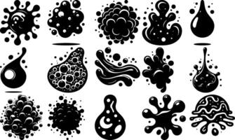 A set of Bulk Bulk Liquid Splatter Shapes Silhouette Design vector