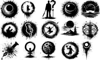 A set of Bulk Bulk Collection of Ink Splatter Symbol Silhouettes vector