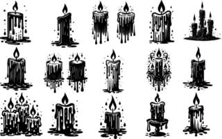 A set of Bulk Elegant Melting Candle Silhouette Illustration Collection vector