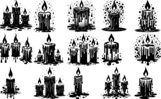 A set of Bulk Set of Melting Candle Silhouettes for Design Projects vector