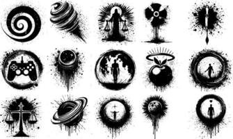 A set of Bulk Modern Abstract Ink Splatter Silhouette Artwork vector