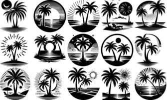 Set of Minimalist Palm Tree Silhouettes for Creative Use vector