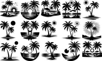 A set of Bulk Palm Tree Silhouette Pack for Creative and Commercial Use vector