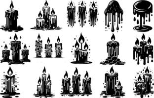 A set of Bulk Bulk Melting Candles Silhouette Design Illustration vector