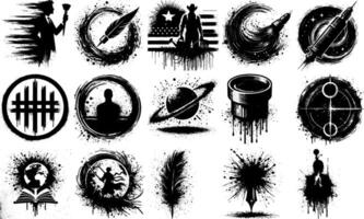 A set of Bulk Bulk Collection of Ink Splatter Symbols for Graphic Design vector