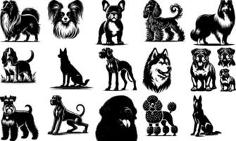 A set of black Dog Breed Silhouette Collection in Black vector