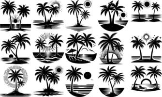 A set of Bulk Tropical Palm Tree Silhouettes Set for Design Projects Exotic Palm Tree Silhouettes for Backgrounds and Themes vector