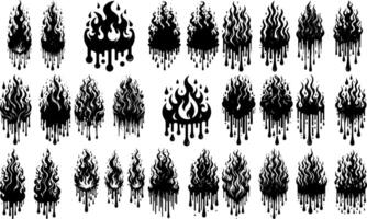 A set of Bulk Dripping Fire and Ink Designs vector