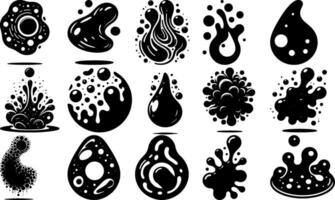 A set of Bulk Dynamic Liquid Splatter Silhouette Illustration Set vector