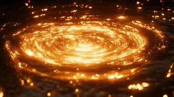 Glowing spiral vortex in dark water, abstract background, energy concept photo
