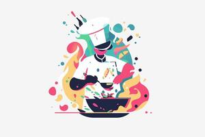 Restaurant chef character creating signature dish people isolated vector