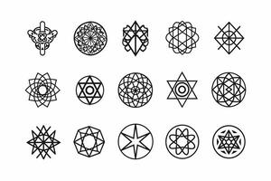 Sacred geometry symbols collection set outline isolated vector