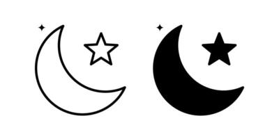 Islamic Moon icon set. for mobile concept and web design on white background vector