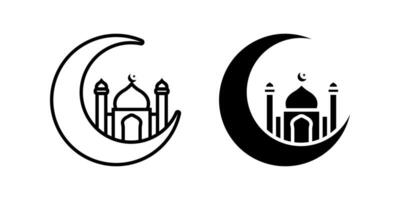 Mosque on Moon icon set. for mobile concept and web design on white background vector